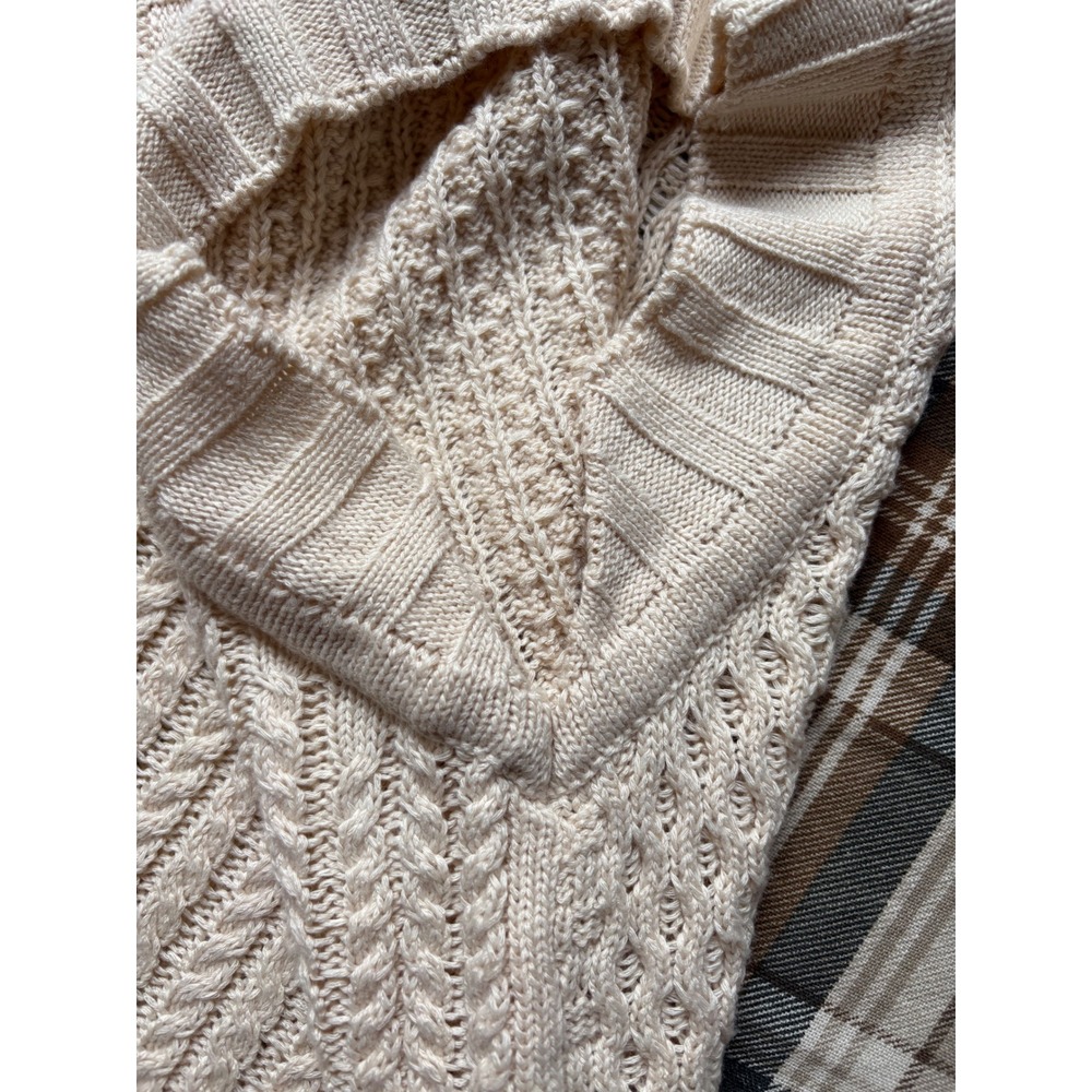 Altar'd State Cream Cable Knit Sweater Vest V-Neck Sleeveless Boho Beige Medium - Picture 3 of 8